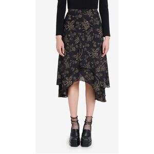 Thorn & Fable Fairy Skeleton Tiered Asymmetric Midi Skirt Goth Grunge Dark M